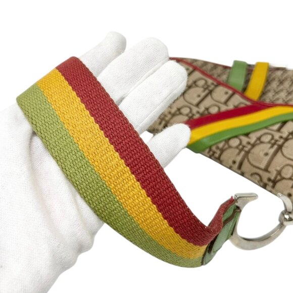 Christian Dior Vintage 2004 Trotter Monogram Logo Saddle Bag Rasta [105655] - Picture 10 of 13